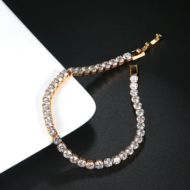 4mm Cubic Zirconia Tennis Bracelet Iced Out Chain Bracelets For Women Men Gold Silver Color Men Bracelet CZ Chain Homme Jewelry